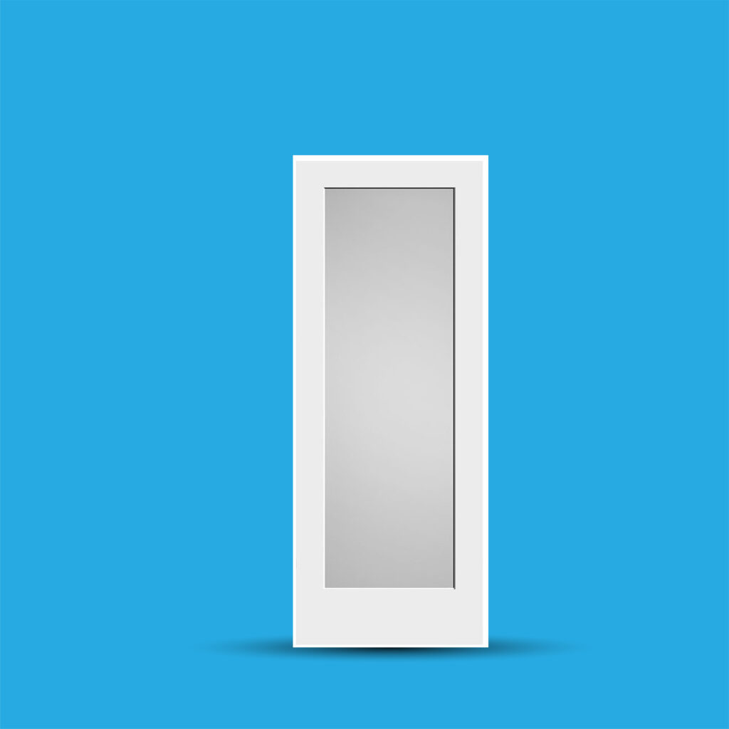 White primed 1-lite frosted glass doors ( 96″ height) ID-2342