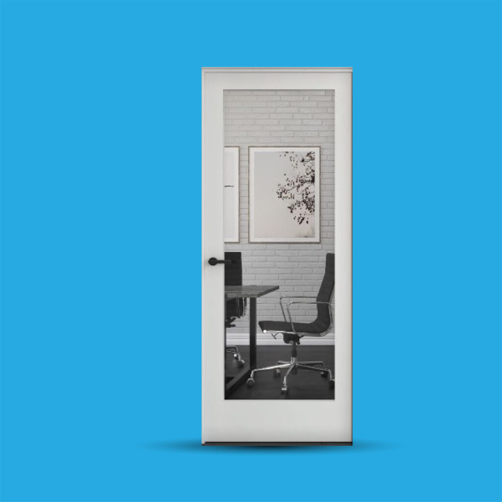 White primed 1-lite clear glass door ID-2346